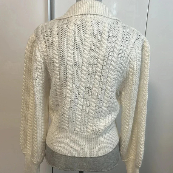 NWOT Wool Blend Sweater Crystal Buttons Collar, Size M - Picture 4 of 10